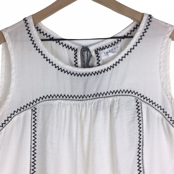 VELVET Graham & Spencer Top Peasant Tassel Sleeveless Boho Embroidered Size XS - Picture 2 of 11